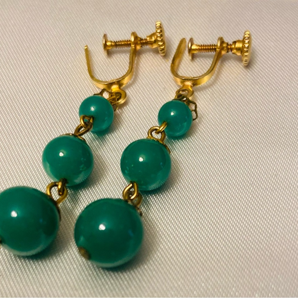 Green and gold  beaded earrings
